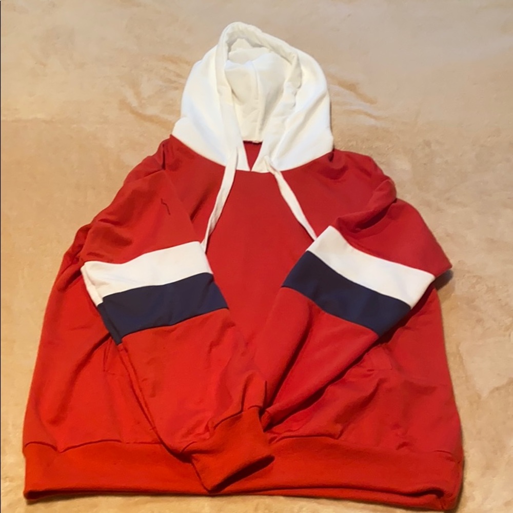Unisex Stripe contrast sleeve hoodie